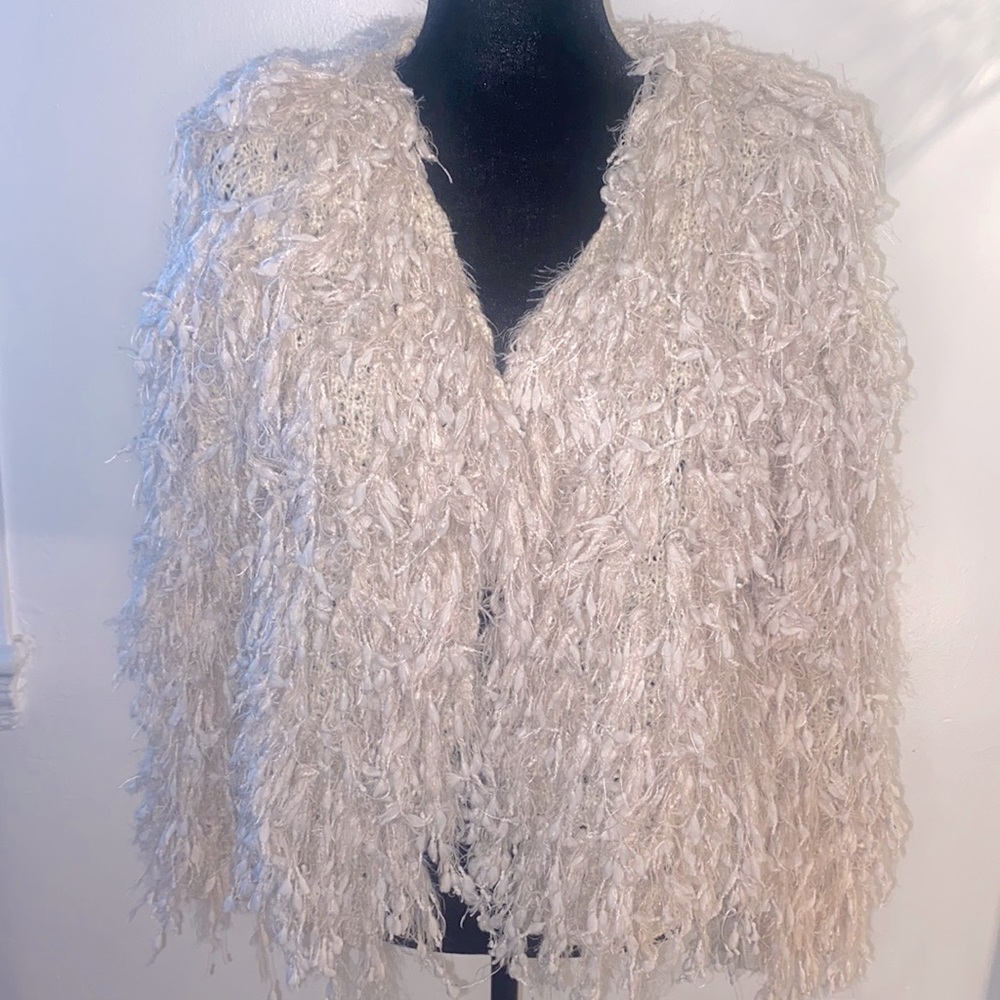 Cream shaggy boho sweater size S from Forever21